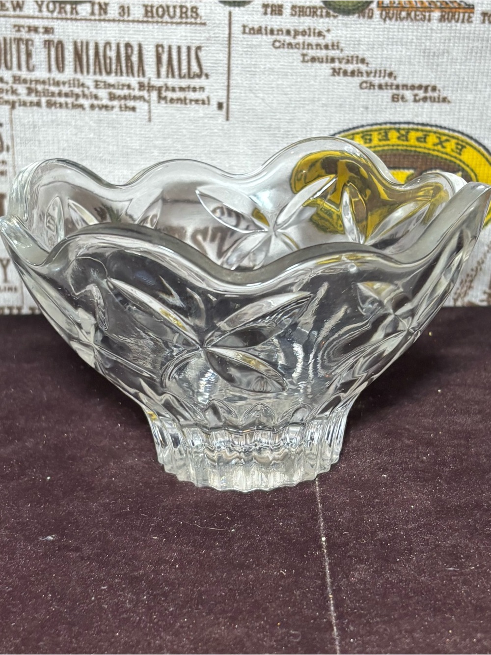 Clear Pressed Glass Scalloped Serving Bowl